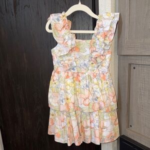 Janie and Jack Peach Floral Ruffle Tiered Dress